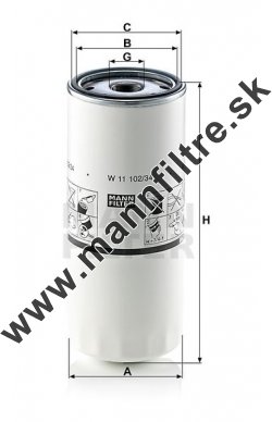 Olejový filter MANN FILTER W 11 102/34