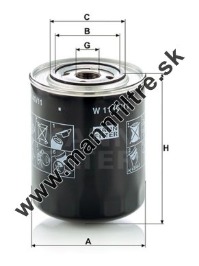 Olejový filter MANN FILTER W 1140/11