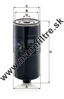 Olejový filter MANN FILTER W 1170/13