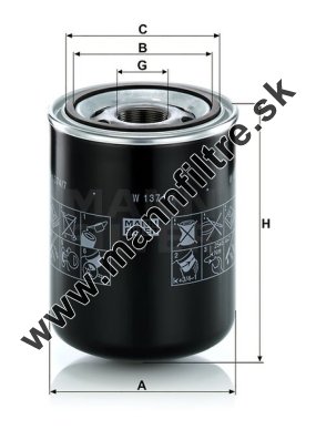 Olejový filter MANN FILTER W 1374/7