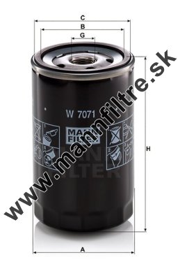 Olejový filter MANN FILTER W 7071
