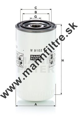 Olejový filter MANN FILTER W 9102