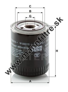 Olejový filter MANN FILTER W 930/15