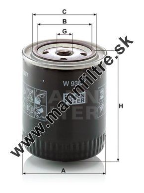 Olejový filter MANN FILTER W 930/7