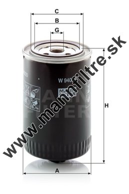 Olejový filter MANN FILTER W 940/20