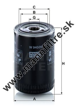 Olejový filter MANN FILTER W 940/26