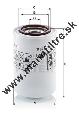 Filter hydrauliky MANN FILTER W 941