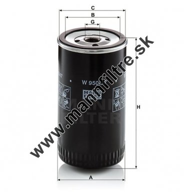 Olejový filter MANN FILTER W 950/47