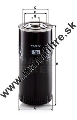 Olejový filter MANN FILTER W 962/58