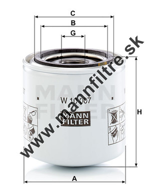 Filter hydrauliky MANN FILTER W 10 007