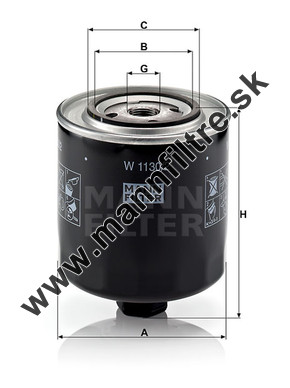 Olejový filter MANN FILTER W 1130/2