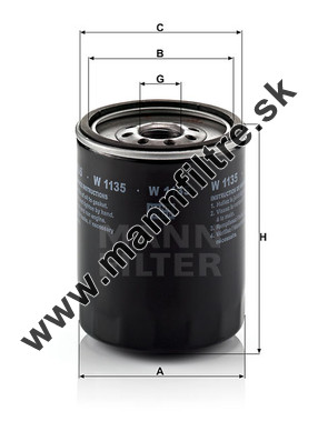 Olejový filter MANN FILTER W 1135