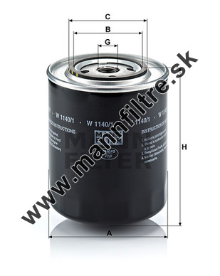 Olejový filter MANN FILTER W 1140/1
