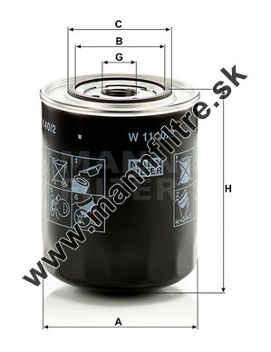 Olejový filter MANN FILTER W 1140/2