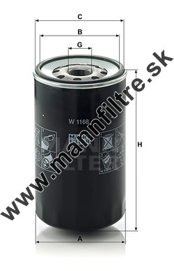 Olejový filter MANN FILTER W 1168