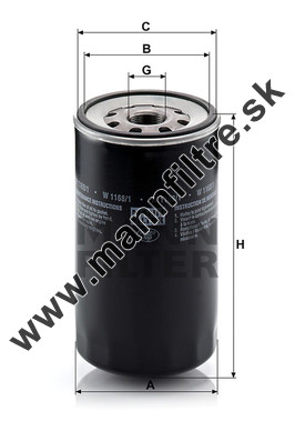 Olejový filter MANN FILTER W 1168/1