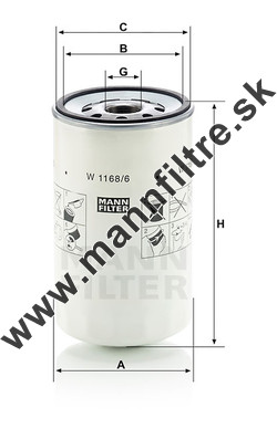 Olejový filter MANN FILTER W 1168/6