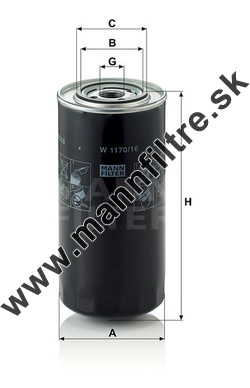 Olejový filter MANN FILTER W 1170/16