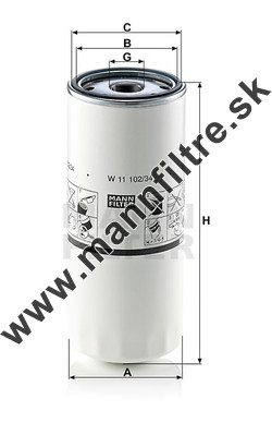 Olejový filter MANN FILTER W 11 102/34