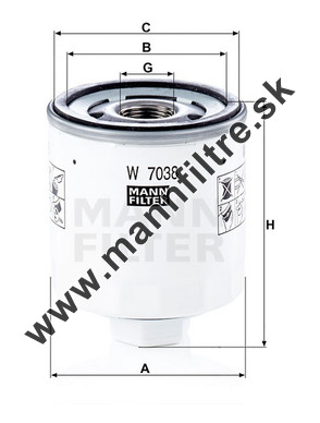 Olejový filter MANN FILTER W 7038