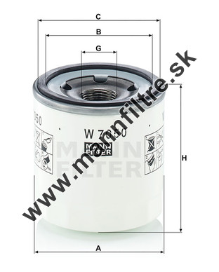 Olejový filter MANN FILTER W 7050