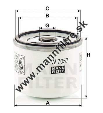 Olejový filter MANN FILTER W 7057