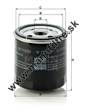Olejový filter MANN FILTER W 712/20