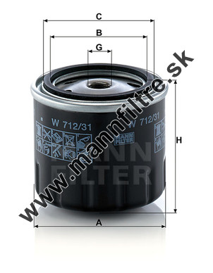 Olejový filter MANN FILTER W 712/31