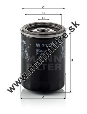 Olejový filter MANN FILTER W 713/36