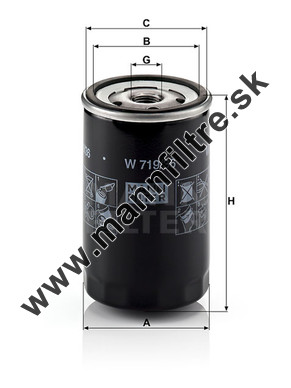 Olejový filter MANN FILTER W 719/36