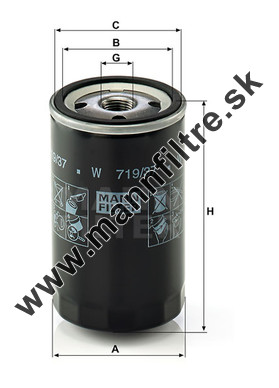 Olejový filter MANN FILTER W 719/37
