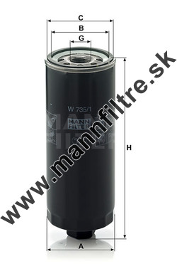 Olejový filter MANN FILTER W 735/1