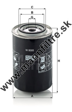 Olejový filter MANN FILTER W 8005