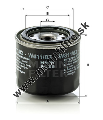 Olejový filter MANN FILTER W 811/83