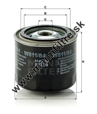 Olejový filter MANN FILTER W 811/84