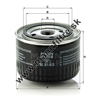 Olejový filter MANN FILTER W 914/4