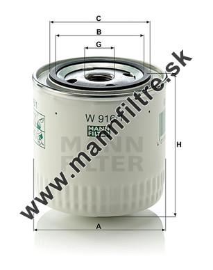 Olejový filter MANN FILTER W 916/1