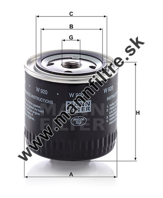 Olejový filter MANN FILTER W 920