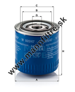 Olejový filter MANN FILTER W 920/47