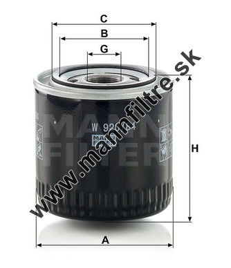 Olejový filter MANN FILTER W 920/84