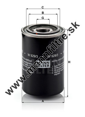 Olejový filter MANN FILTER W 929/3