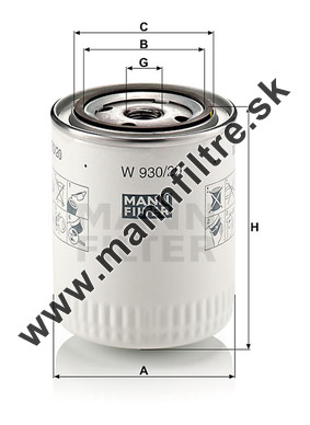 Olejový filter MANN FILTER W 930/20