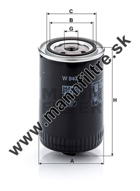 Olejový filter MANN FILTER W 940