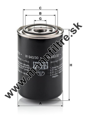 Olejový filter MANN FILTER W 940/30