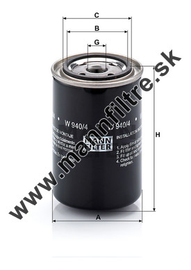 Olejový filter MANN FILTER W 940/4