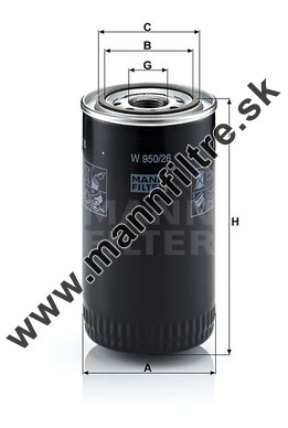 Olejový filter MANN FILTER W 950/26