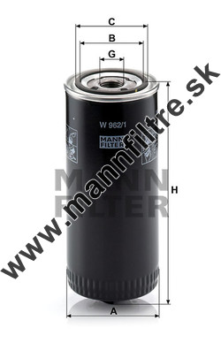 Olejový filter MANN FILTER W 962/1