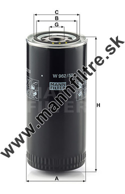 Olejový filter MANN FILTER W 962/50