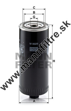Olejový filter MANN FILTER W 962/6