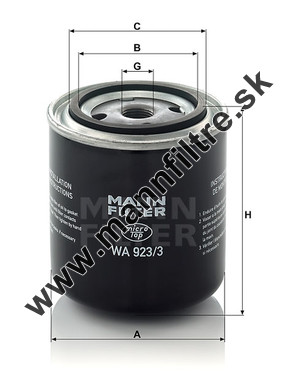 Filter chladiacej kvapaliny MANN FILTER WA 923/3